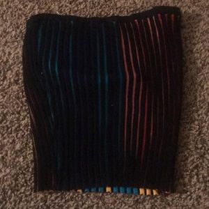 Black and colorful strapless crop top